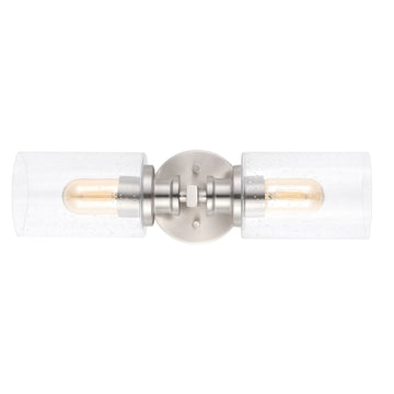 Jules Edison 16.5" Cylinder Iron/Seeded Glass Farmhouse Contemporary LED Wall Sconce
